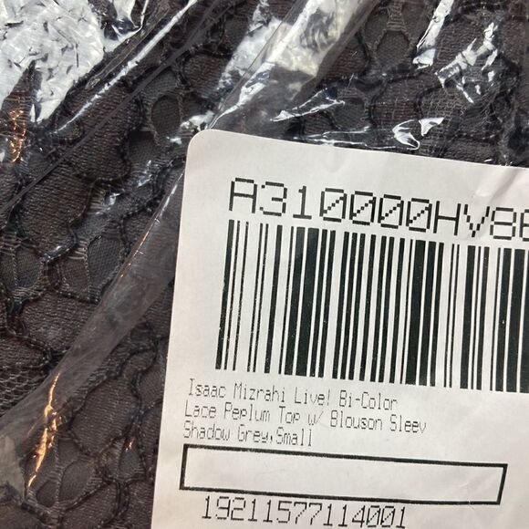Isaac Mizrahi Live! Shadow Gray Lace Peplum Top - Picture 3 of 7